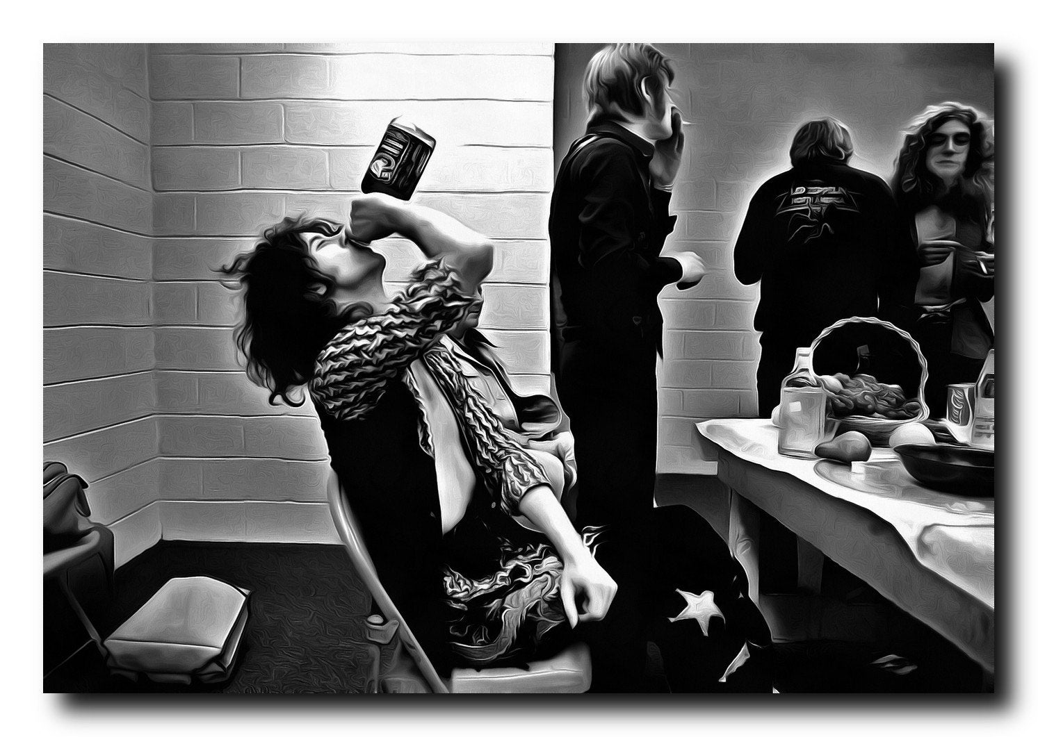 Jimmy Page Art Real Cotton Canvas Print. Frame Ready For Dorm, Office, Living Room, Man Cave. Digital Paint Brush Art