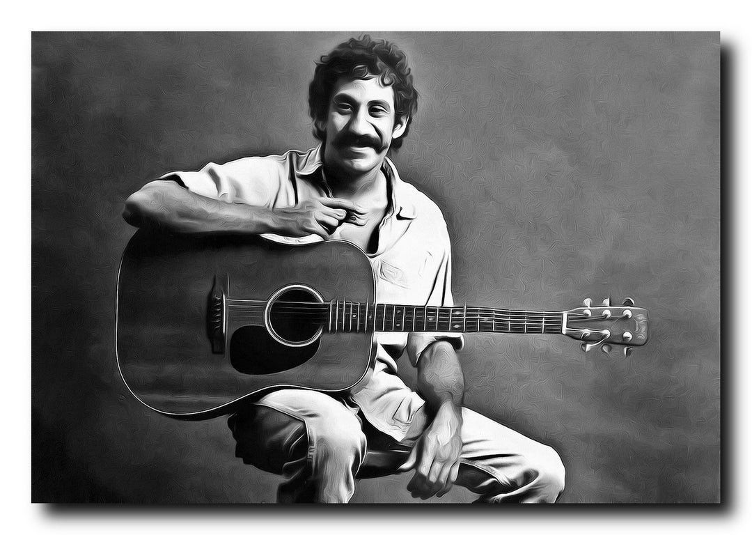 Jim Croce Art Real Cotton Canvas Print. Frame Ready for Dorm, Office