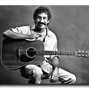 Jim Croce Art Real Cotton Canvas Print. Frame Ready For Dorm, Office, Living Room, Man Cave. Digital Paint Brush Art