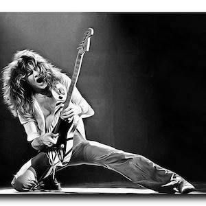 Eddie Van Halen Art Real Cotton Canvas Print. Frame Ready For Dorm, Office, Living Room, Man Cave. Digital Paint Brush Art