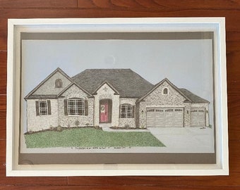 Home Drawing, original colored pencil 9"x12"