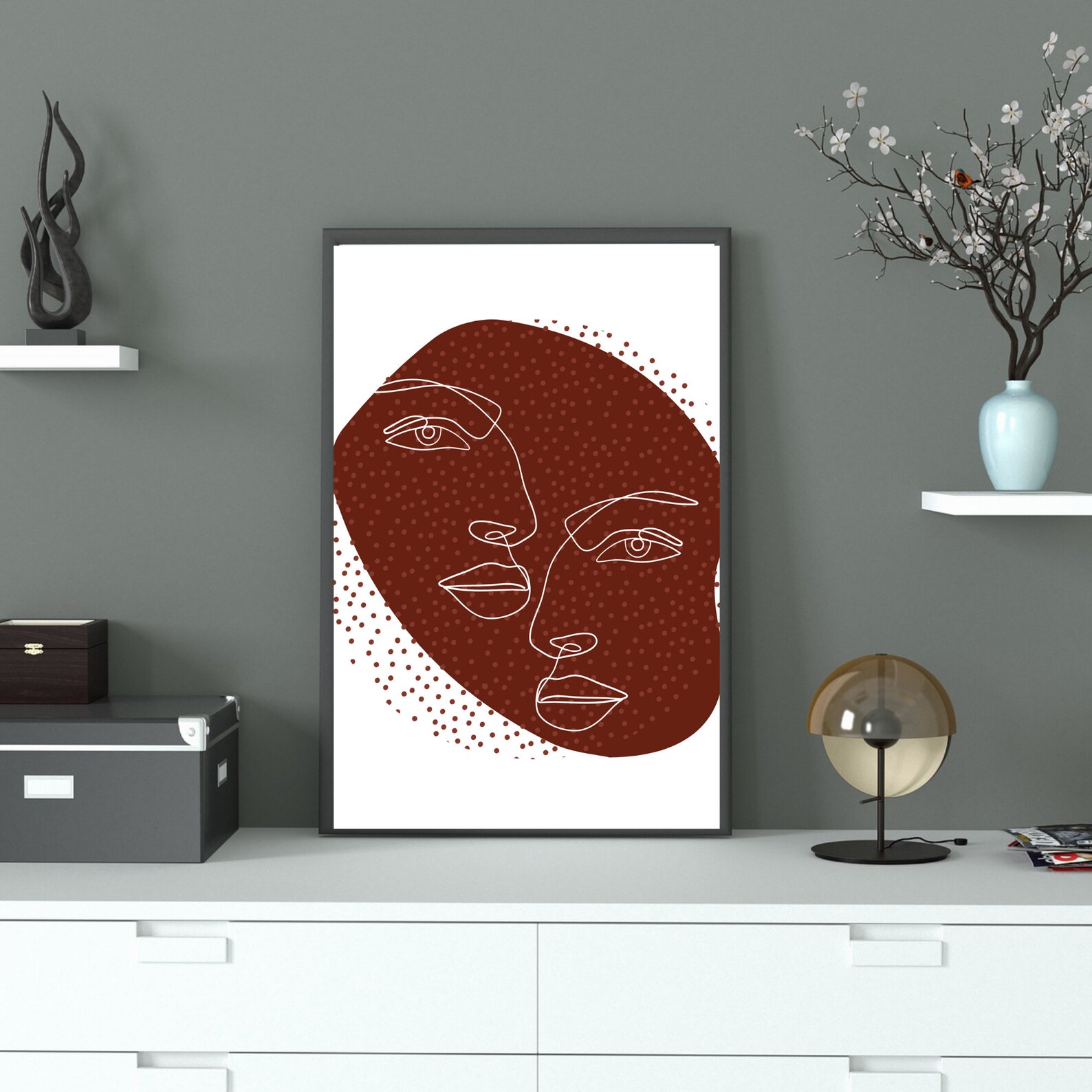 Minimalistic Simple Abstract Face Wall Art PRINTABLES Set of Etsy