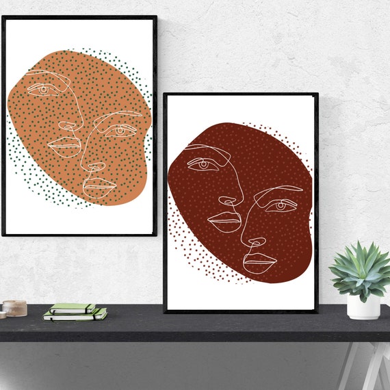 Minimalistic Simple Abstract Face Wall Art PRINTABLES Set of - Etsy