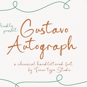 Gustavo Autograph - Fuente de letras a mano - Fuente manuscrita, fuente caligráfica, fuente de escritura, Cricut, boda, Procreate, Canva, uso comercial