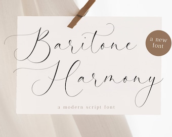 Baritone Harmony - Modern Script Font, Calligraphy Font, Wedding Font, Handwritten, Cricut Fonts, Commercial Use, Digital Font, Canva, SVG