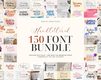 Handlettered 150 Font Bundle Handwritten Script Elegant Wedding Calligraphy Handwriting Templett Canva Cricut Branding Cursive Calligraphy