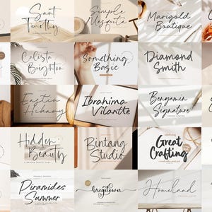 250 Font Bundle Handwritten Script Elegant Wedding Fonts Calligraphy ...