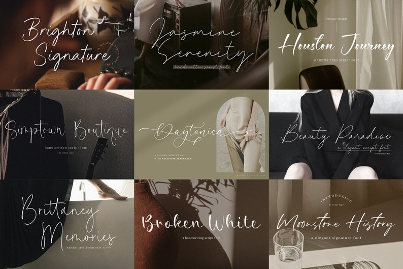 Font Bundle Elegante Schreibschrift Schriftarten, handgeschriebene Schrift, Hochzeitsschrift, Procreate Schriftart, Cricut, Canva Schriftart, kommerzielle Nutzung, Monoline, feminine SVG Bild 2