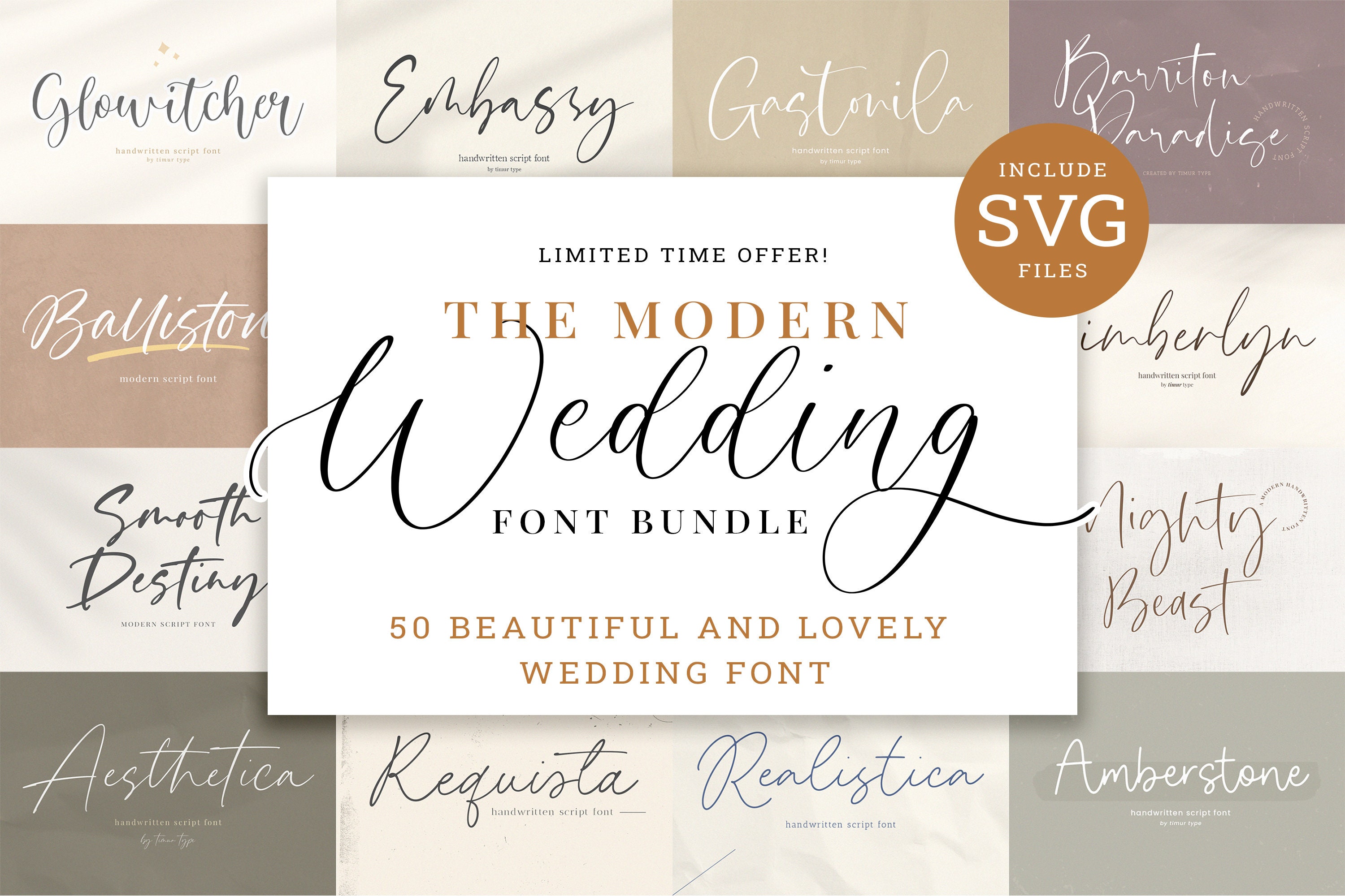 Wedding Font Bundle Elegant Handwritten Script Font Calligraphy Fonts for Cricut Templett Canva Font SVG Commercial Use Fonts Bridal Digital