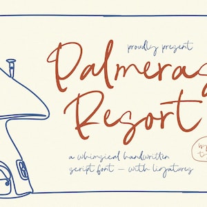Palmeras Resort - Fuente manuscrita extravagante, caligrafía para bodas, escritura a mano peculiar, fuentes cursivas, Procreate, Canva, fuente de marca