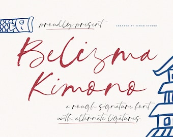 Belisma Kimono - Rough Signature Font, Whimsical Handwritten Script Font, Wedding Calligraphy, Handwriting Quirky, Branding Font, Templett
