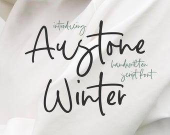 Austone Winter Script Font: Monoline Calligraphy, Wedding Design