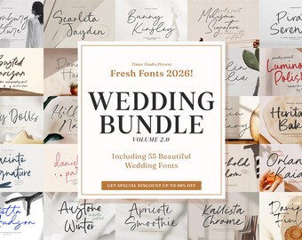 Wedding Font Bundle Vol.2 Handwritten Script Bridal Elegant Calligraphy Templett Canva Fonts Commercial Use SVG Digital Fonts for Cricut