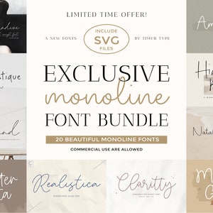 Lot de polices de caractères monoligne pour mariage Lot de polices de caractères monoligne pour pack de polices Cricut Procreate police queues de polices polices SVG usage commercial