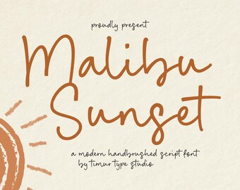 Malibu Sunset - Modern Handbrushed Script Font, Wedding, Cricut Font, Wedding Invitation, Quickly Cursive, Quirky Calligraphy, Cursive SVG