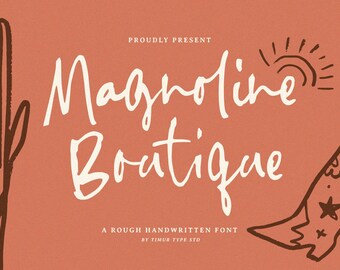 Magnoline Boutique - Rough Handwritten Font, Whimsical Handwritten Script, Wedding Calligraphy, Handwriting Quirky Branding Fonts for Cricut