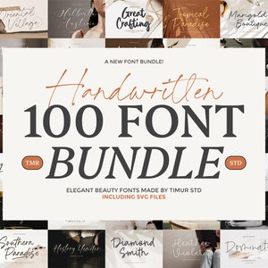 100 Schriftarten-Bundle - Elegante Schreibschrift, handgeschriebene Schrift, Hochzeitsschrift, Procreate-Schrift, Cricut, Canva-Schriften, kommerzielle Nutzung, Monoline, SVG