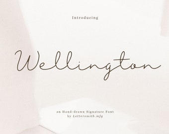 Wellington Font - Handwritten Script Font, Canva Fonts, Fonts For Cricut, Modern Calligraphy, Wedding Font, Procreate Font, Cursive Font