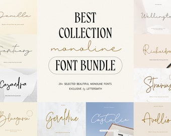 Monoline Font Bundle - Calligraphy Font, Handwritten Font, Script Font, Boho Font, Cricut Font, Procreate Fonts, Canva Fonts, SVG Fonts