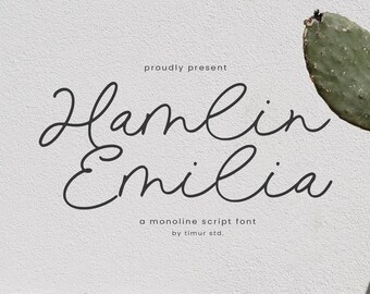 Hamlin Emilia Font: Monoline Script for Cricut, Canva, Procreate