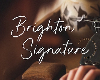 Brighton Signature - Modern Handwritten Font, Script Font, Canva Fonts, Fonts For Cricut, Modern Calligraphy, Wedding Font, Templett Font