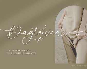 Daytonica - Modern Script Font, Calligraphy Font, Wedding Font, Handwritten, Cricut Font, Feminine, Commercial Use, Digital Font, Canva, SVG