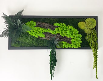 Decoración de pared hecha a mano con musgo preservado: Decoración natural y ecológica para el hogar.