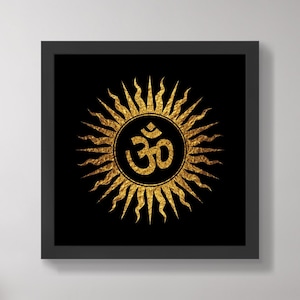 Simbolo OM dorato, om, aum, spirituale, induismo, indiano, indù, yoga, buddismo, religione, spiritualità, shiva, dio, fortunato, poster, decorazione della parete
