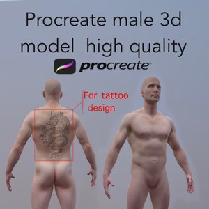 Procreate 3d corps masculin de haute qualité pour tatouage