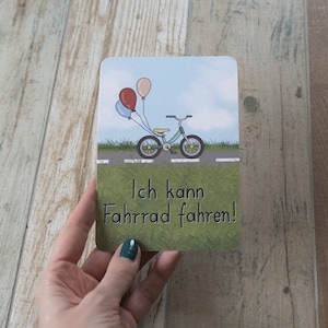 Je peux faire du vélo carte d'étape pour enfants carte postale DINA6 cadeau de maternelle école primaire apprendre à faire du vélo permis de conduire