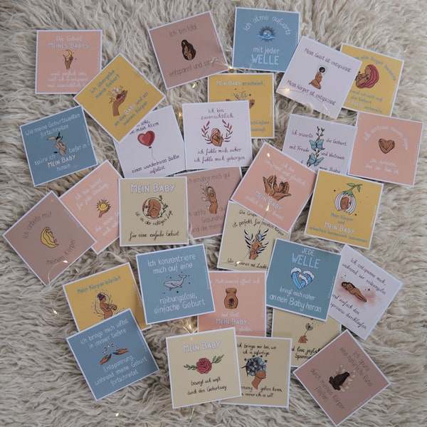 Hypnobirthing Affirmationen positive Affirmationskarten zur Schwangerschaft und Geburt Baby Mama Geschenk Hebamme Doula