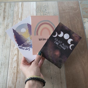 Conjunto de postales posparto - Tarjetas de afirmación positiva Postal DINA6 Regalo de nacimiento posparto Bebé Partera Doula Embarazo