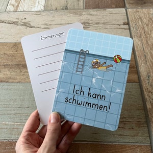 Ich kann schwimmen Kinder Meilensteinkarte Postkarte DINA6 Baby  Grundschule Geschenk Kleinkind schwimmen lernen schwimmunterrict