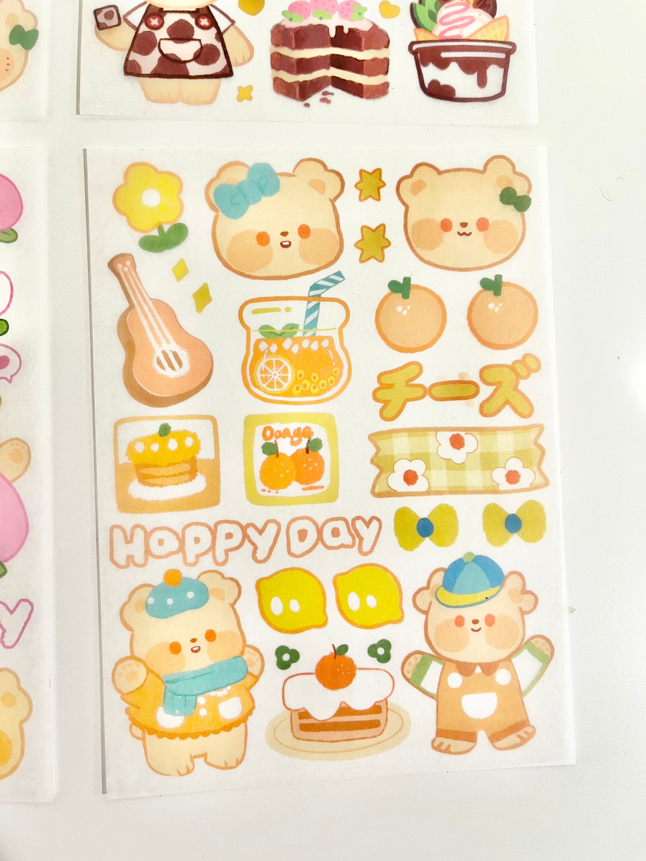 Cute Cheese Bear Cartoon Translucent Washi Sticker Sheets Lime ...