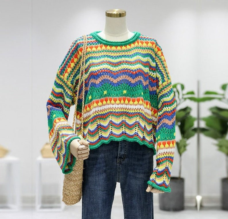 Bunt gestreiften Strickpullover