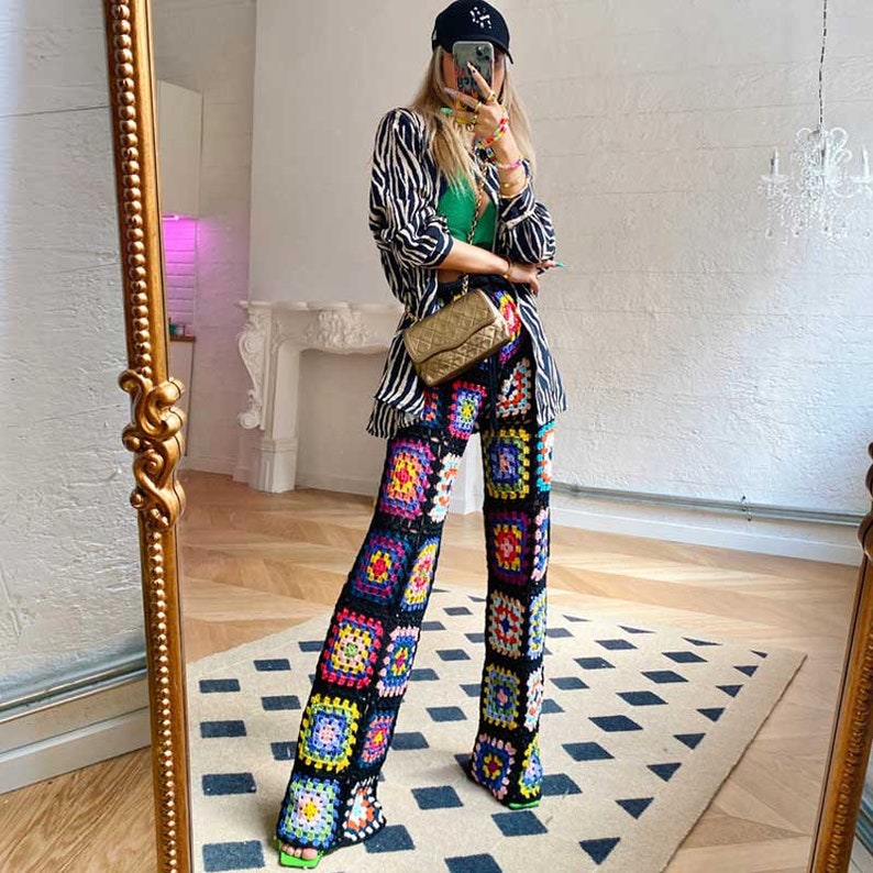 Boho Crochet Wide Leg Pants Etsy