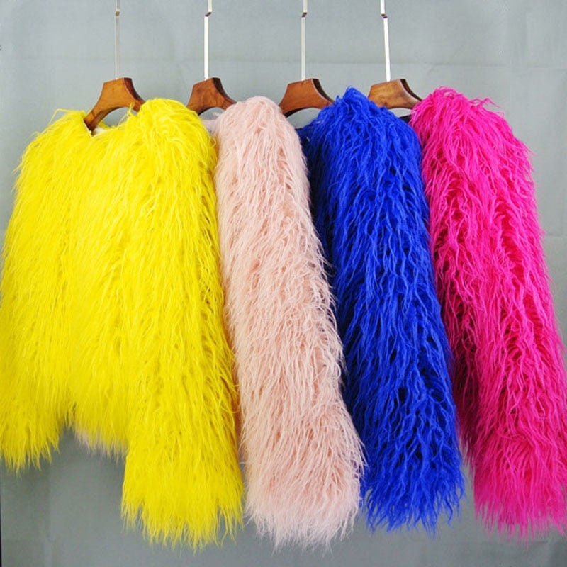 Shaggy Faux Fur Coat - Etsy Canada
