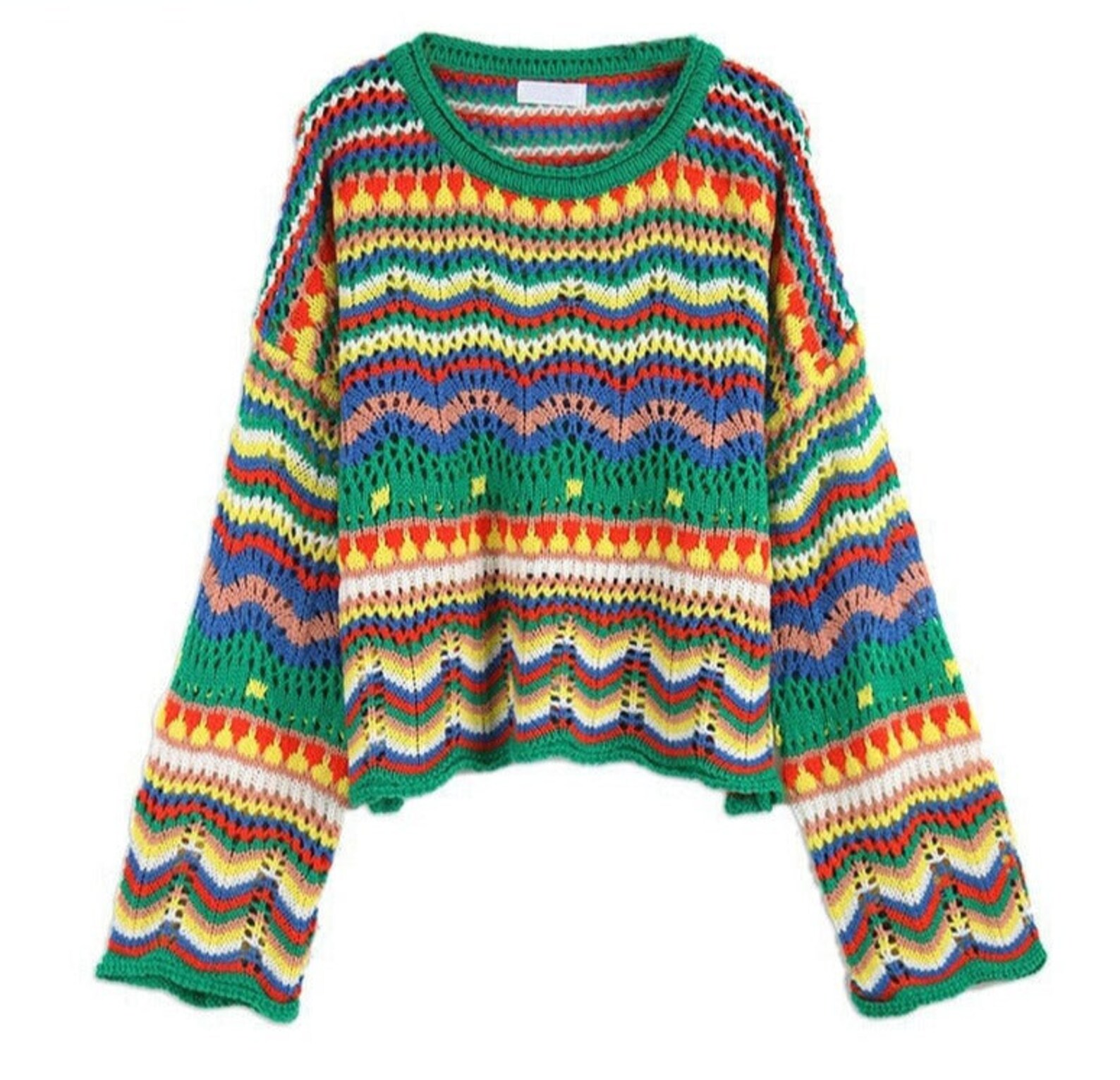 Colourful Stripes Knitted Sweater Etsy UK
