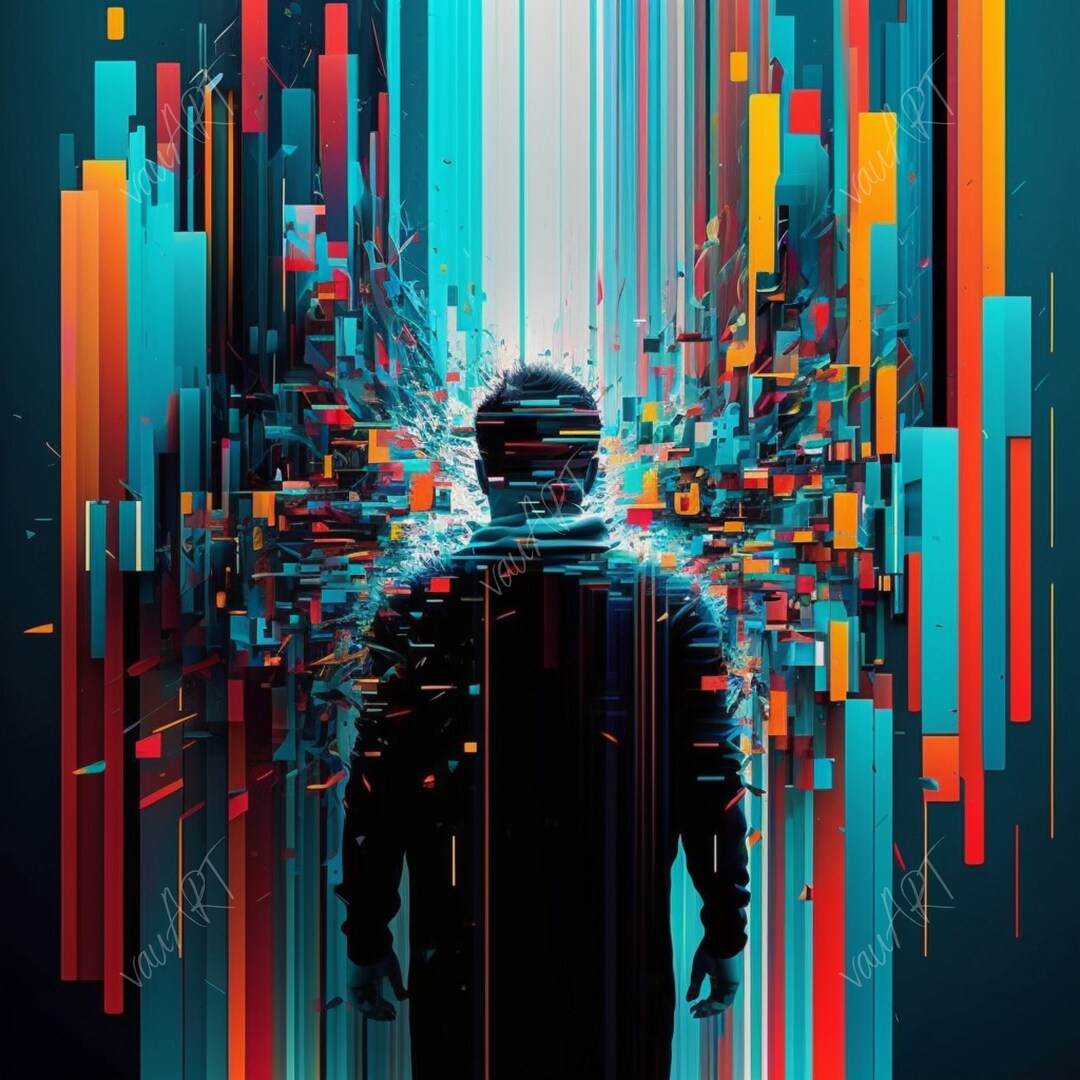 Glitch Art Animation Digital Art AI Generate Art AI Art Print Ai Wall