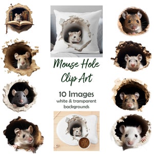 Grotte de souris souris drôle trou de souris pour décorations drôles chemises autocollants vêtements publicité fond transparent et blanc PNG numérique