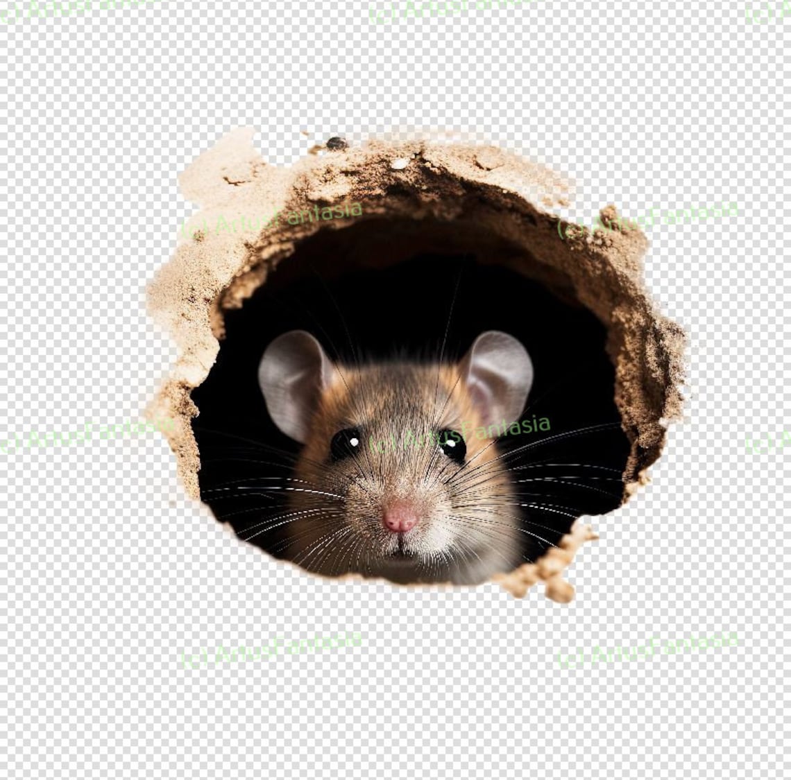 Realistic Mouse in Mouse Hole Clip Art for Wall Decal Sticker Book