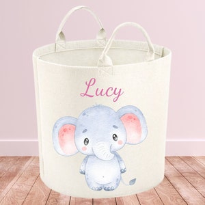 Personalisierte Baby Elefant Spielzeug Aufbewahrungsbox | Safari-Thema Spielzeugkorb | Spielzeugkiste | Kinderspielzeug Organisation