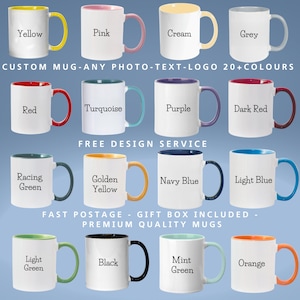 Taza personalizada - Cualquier diseño - Envío rápido - Fotografías, imágenes, logotipos y texto personalizados - Taza de cerámica de 11 oz - Marca comercial