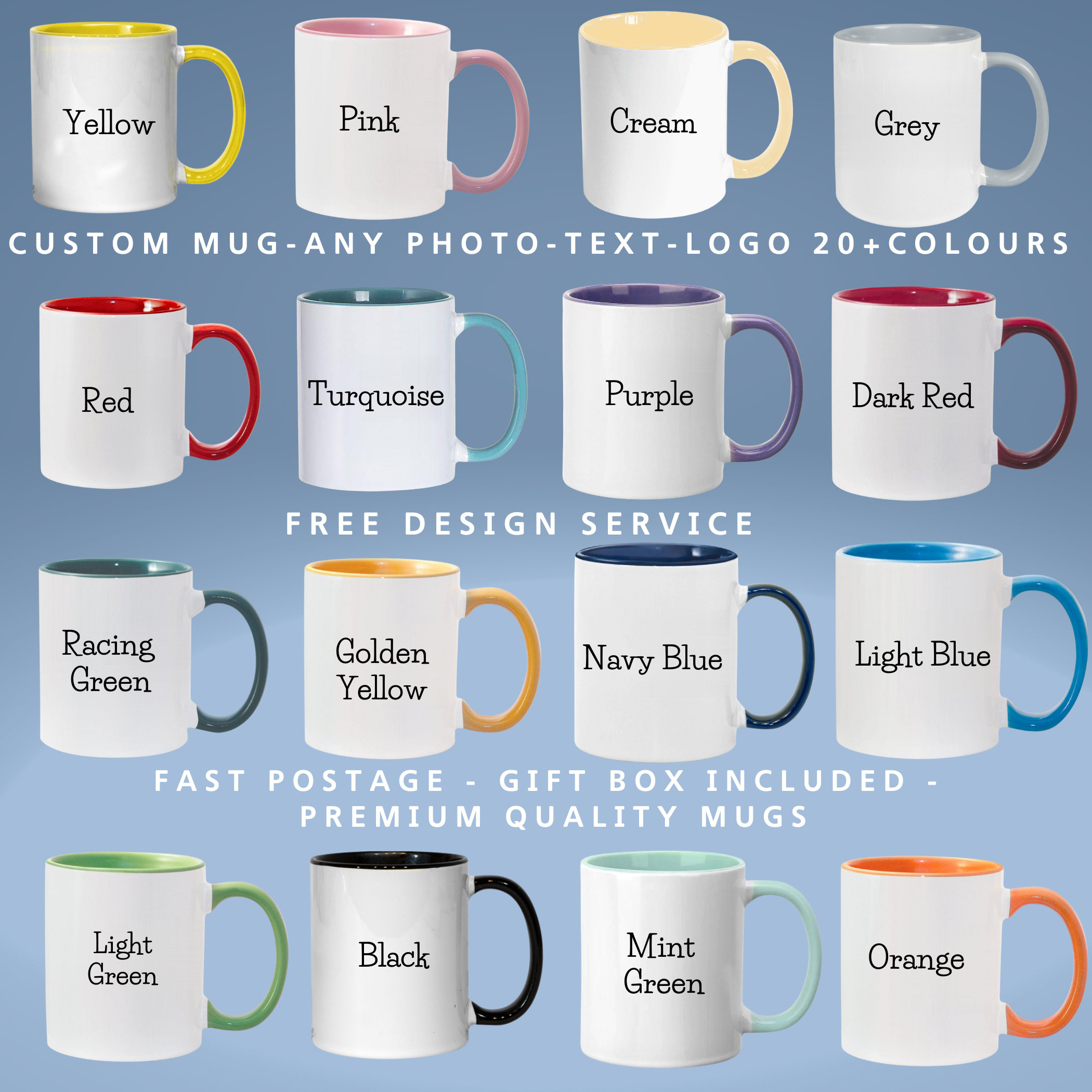 Taza personalizada - Cualquier diseño - Envío rápido - Fotos, imágenes, logotipo y texto personalizados - Taza de cerámica de 11 oz - Marca comercial