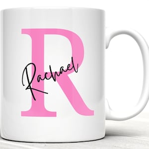 Caneca com iniciais - mais de 20 cores - Copo com nome personalizado - Caixa de presente - Cerâmica de 11 onças - Impressão de caneca - Presente de aniversário