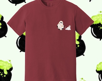 Comfort Colors® Сute Ghost Dog Shirt, Dog Lovers Halloween Gift, Halloween Dog Shirt, Spooky Season, Women Halloween Shirt, Fall Graphic Tee