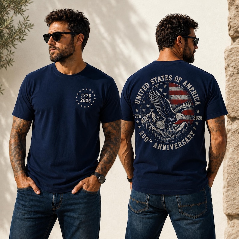 Comfort Colors America 250 Shirt, 250th Anniversary Patriotic Eagle Tee Front & Back Print, Veteran Dad Gift, 1776-2026 Mens 4th Of July Top mountain eagle shirt, 250th anniversary, front and back print, republican shirt, patriotic eagle tee, usa independence tee, veteran dad gift, mens 4th of july,250th anniversary, americana tee, 4th of july tee, country girl tee, freedom shirt, america shirt