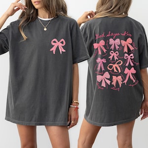 Comfort Colors® God Says I Am Coquette Bow Shirt, Women's Christian Tee, Balletcore Christian Tee, Christian Girl Gifts, Pink Coquette Bow