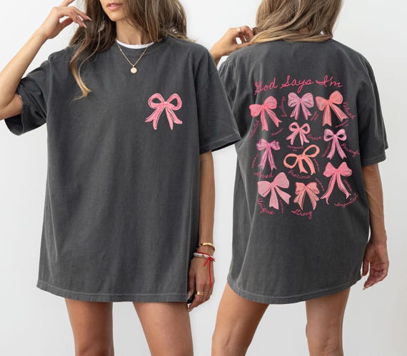 Comfort Colors® God Says I Am Coquette Bow Shirt, Women's Christian Tee, Balletcore Christian Tee, Christian Girl Gifts, Pink Coquette Bow