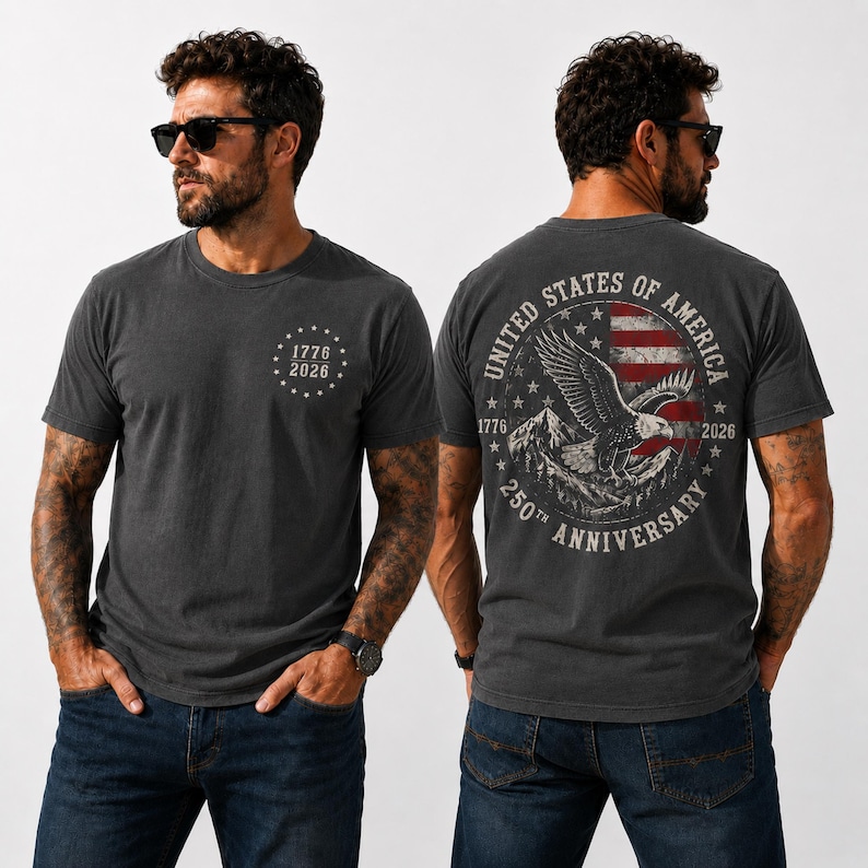 Comfort Colors America 250 Shirt, 250th Anniversary Patriotic Eagle Tee Front & Back Print, Veteran Dad Gift, 1776-2026 Mens 4th Of July Top mountain eagle shirt, 250th anniversary, front and back print, republican shirt, patriotic eagle tee, usa independence tee, veteran dad gift, mens 4th of july,250th anniversary, americana tee, 4th of july tee, country girl tee, freedom shirt, america shirt